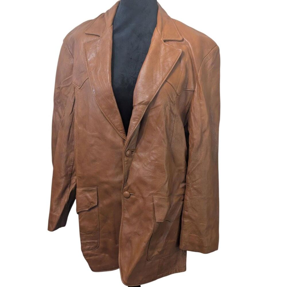 Vintage David James Western Leather Blazer, Size 44R